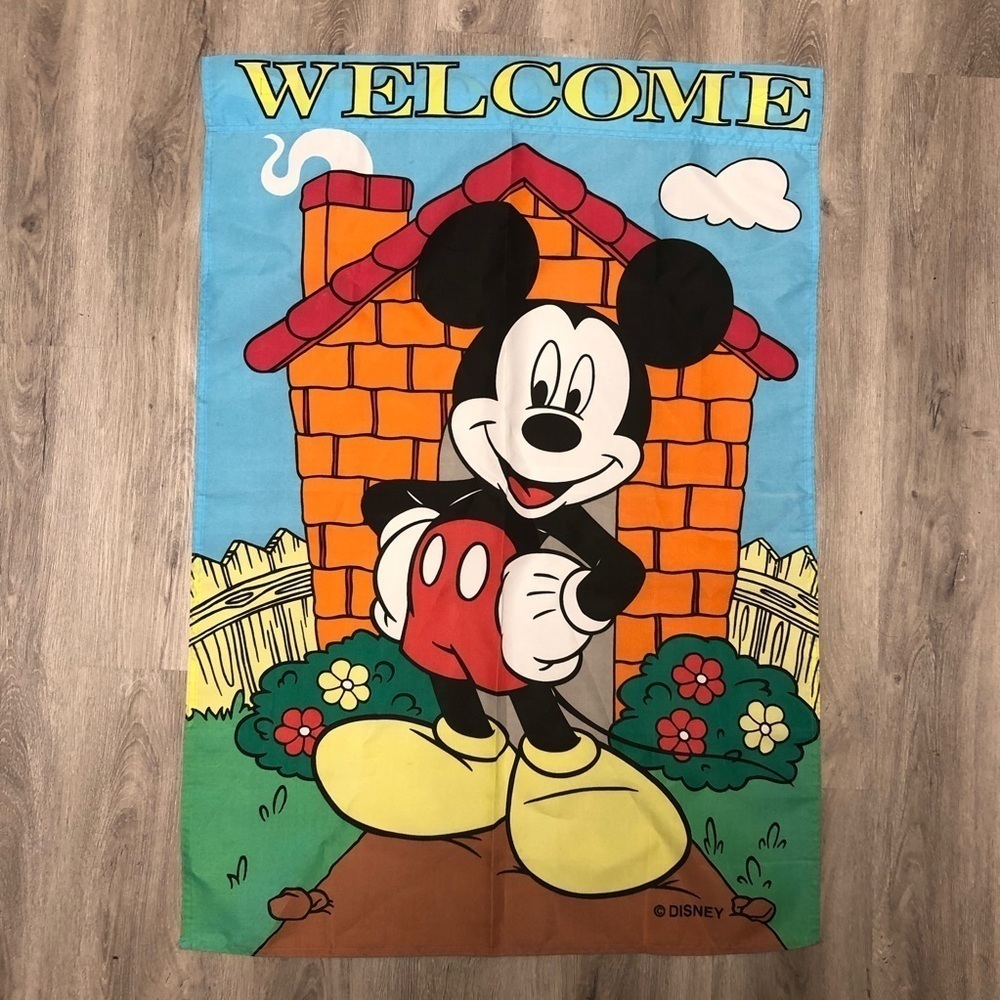 Mickey Mouse Disney Flag Vintage Welcome Home Decoration